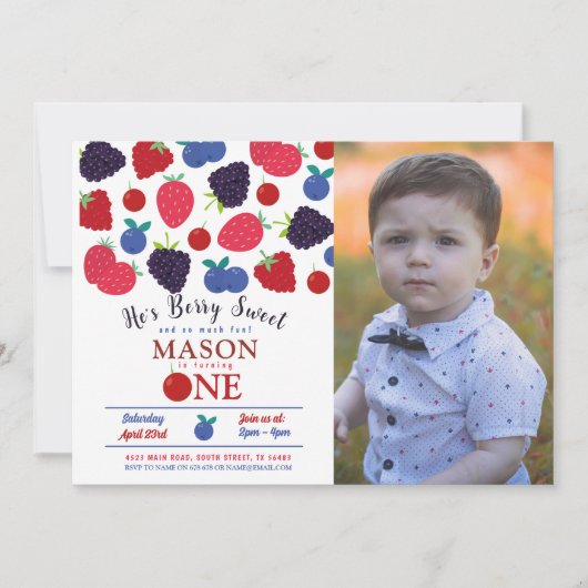 ベリースウィートワン最初の誕生日ボーイズ 招待状 (正面)