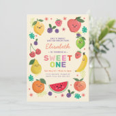 ベリースウィートワン誕生日招待状レインボーカワイフルーツ 招待状 (スタンド正面)