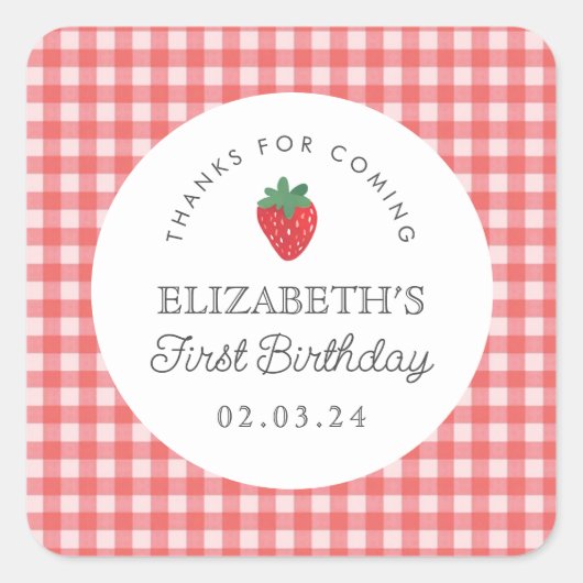 ベリースウィート誕生日ピクニク感謝していユー スクエアシール (正面)