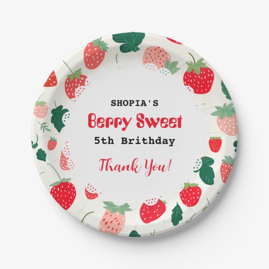ベリースウィート誕生日招待状 ペーパープレート (正面)