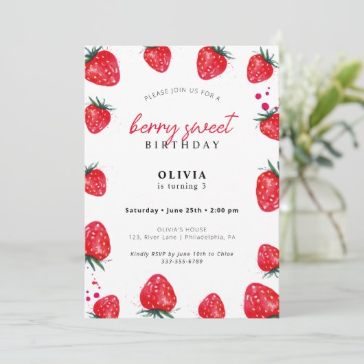 ベリースウィート誕生日春サマー招待状 招待状 (スタンド正面)