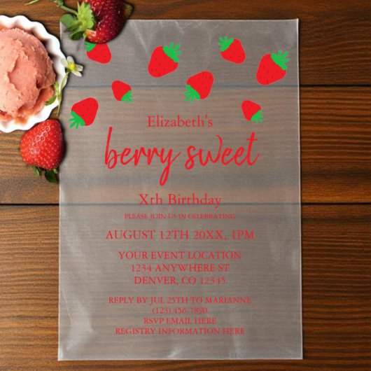 ベリースウィート誕生日 ベラム紙招待状