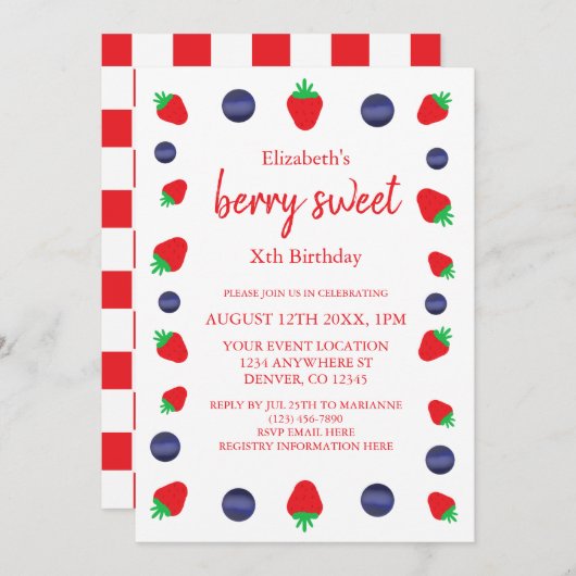 ベリースウィート誕生日 招待状 (正面/裏面)