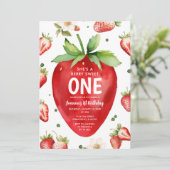 ベリースウィート1かわいい女の子イチゴ1st誕生日 招待状 (スタンド正面)