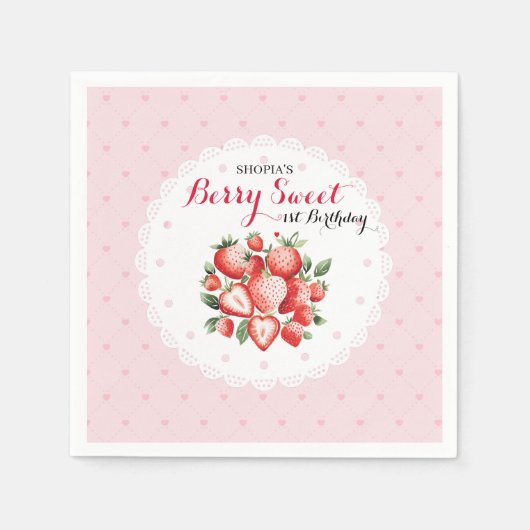ベリースウィート1st誕生日 スタンダードカクテルナプキン (正面)