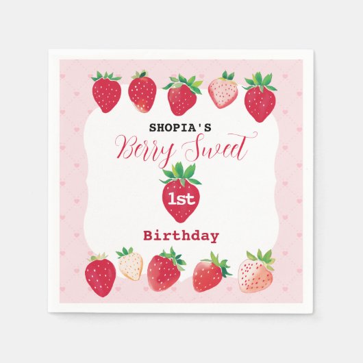 ベリースウィート1st誕生日 スタンダードカクテルナプキン (正面)