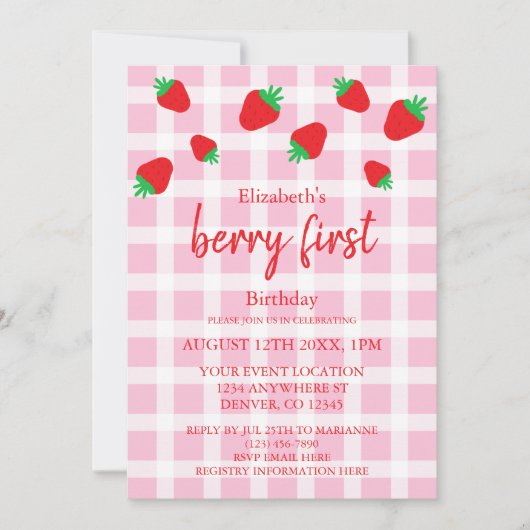 ベリースウィート1st誕生日 招待状 (正面)