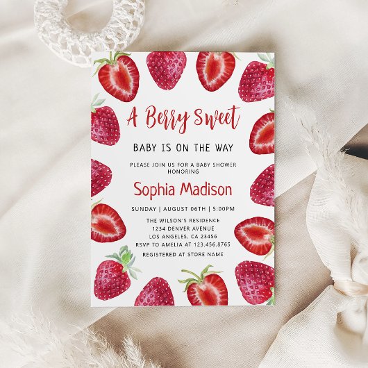 ベリースウィート |ストロベリーフルーツ赤ちゃんシャワー 招待状