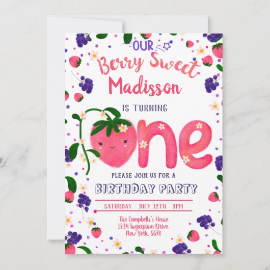 ベリースウィートFIRST誕生日招待状 招待状 (正面)