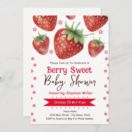 ベリースウェベビーシャワーウォーター色ガール招待状 招待状 (正面/裏面)