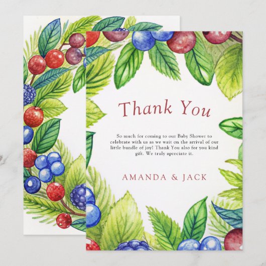 ベリーストロベリースイートベビーシャワー サンキューカード (正面/裏面)