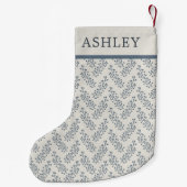 ベリースパリグパターンブルークリーム名前をカスタムする スモールクリスマスストッキング (裏面)