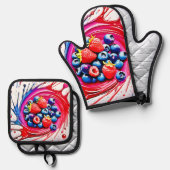 ベリースプラッシュ：カラーバースト 鍋つかみ&鍋敷きセット (正面/裏面)