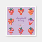 ベリースペシャルストロベリー誕生日プラム スタンダードカクテルナプキン (正面)