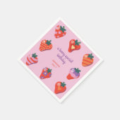 ベリースペシャルストロベリー誕生日 – ピンク スタンダードカクテルナプキン (角)