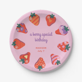 ベリースペシャルストロベリー誕生日 – ピンク ペーパープレート