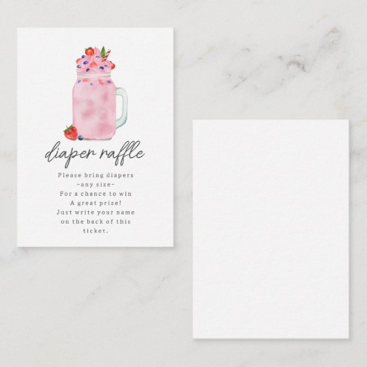 ベリースムージー赤ちゃんシャワーおむつラッフル エンクロージャーカード (正面/裏面)