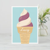 ベリースワールアイスクリームコーン子供の誕生日パーティー 招待状 (スタンド正面)