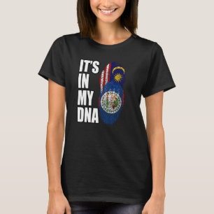 ベリーズとマレーシアのミックスDNAヘリテージフラグ Tシャツ