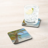 ベリーズのトロピカルパームツリー ビーチ シーンの写真 コースター (右側)