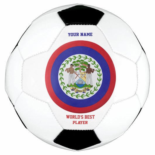ベリーズの国旗と国章 サッカーボール (正面)