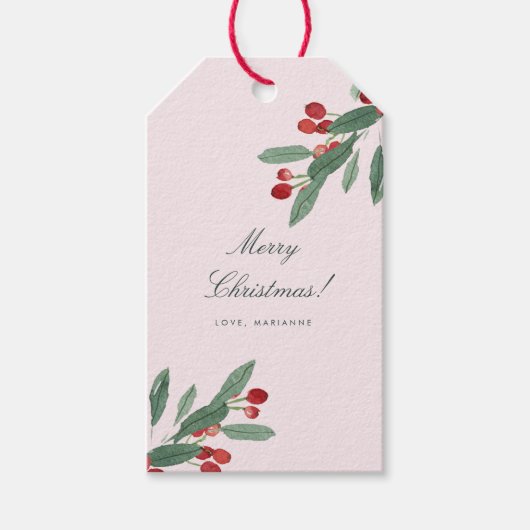 ベリーズオン赤面ピンクホパーソナライズされたリデイ ギフトタグ (正面)