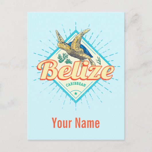 ベリーズカリブのレトロタートルヴィンテージ土産 シーズンポストカード (正面)