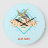 ベリーズカリブのレトロタートルヴィンテージ土産 ラージ壁時計 (正面)