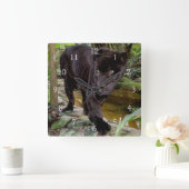 ベリーズシティ動物園。黒いヒョウ スクエア壁時計 (ホーム)