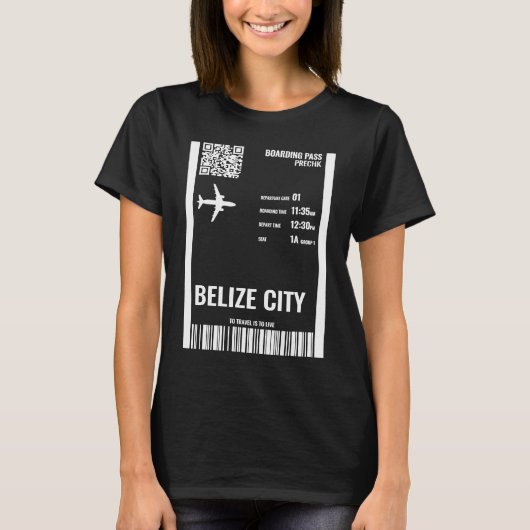 ベリーズシティ搭乗券航空券旅行 Tシャツ (正面)