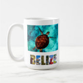 ベリーズシータートルブルー海ビーチ旅行写真 コーヒーマグカップ (左)