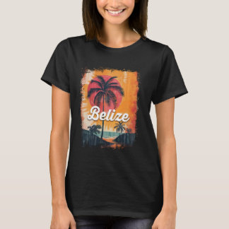 ベリーズスキューバダイビングビーチトラベルヴィンテージサンセットパ Tシャツ