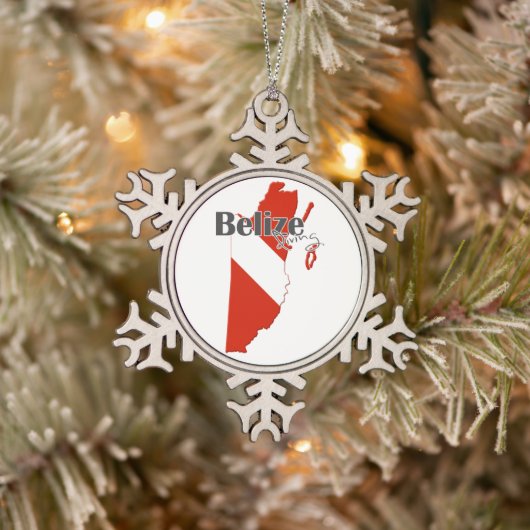 ベリーズスキューバダイビングフラッグクリスマス飾り スノーフレークピューターオーナメント (ツリー)