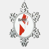 ベリーズスキューバダイビングフラッグクリスマス飾り スノーフレークピューターオーナメント (右)