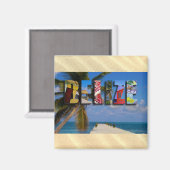 ベリーズトロピカルサンドビーチブルー海旅行写真 マグネット (正面/裏面)