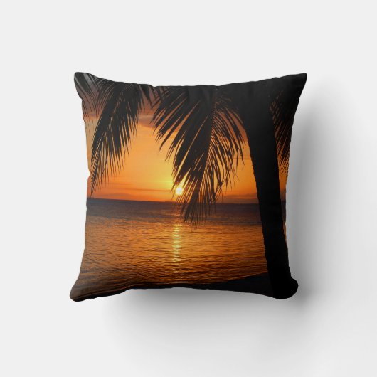 ベリーズトロピカルパームツリーサンセットシーン クッション (裏面)