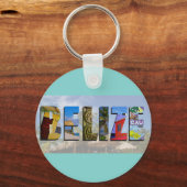 ベリーズトロピカルビーチブルー海旅行写真 キーホルダー (正面)