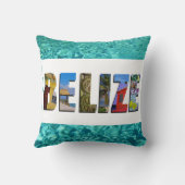 ベリーズトロピカルビーチブルー海旅行写真 クッション (裏面)