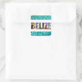 ベリーズトロピカルビーチブルー海旅行写真 スクエアシール (バッグ)