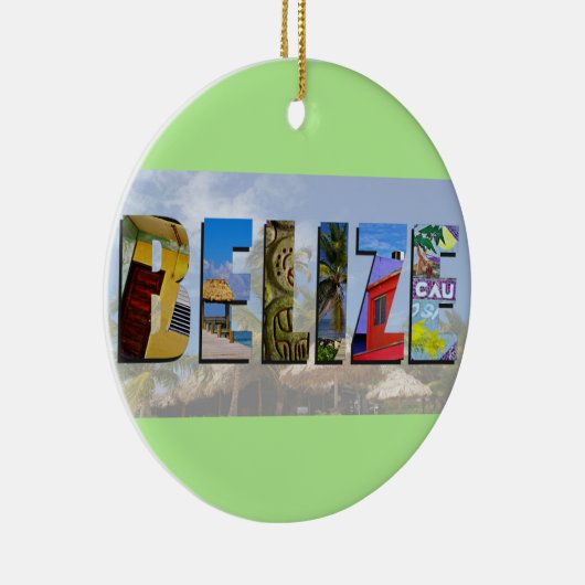 ベリーズトロピカルビーチブルー海旅行写真 セラミックオーナメント (右)