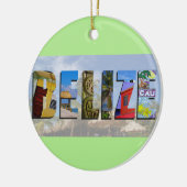 ベリーズトロピカルビーチブルー海旅行写真 セラミックオーナメント (左)