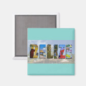 ベリーズトロピカルビーチブルー海旅行写真 マグネット (正面/裏面)