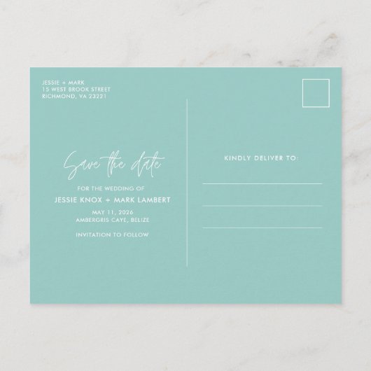 ベリーズトロピカルビーチ結婚式ザデイツ 案内ポストカード (裏面)