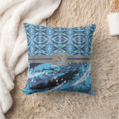 ベリーズブルー絵を描（ばちゃばちゃ）跳ねる クッション (ブランケット)