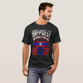 ベリーズベリーズ国旗Beにいる時に一番幸せ Tシャツ (正面フル)