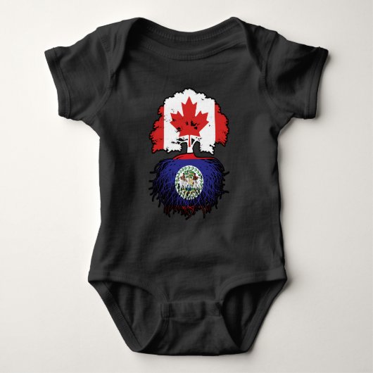 ベリーズベリーズCanadaツリールーツ国旗 ベビーボディスーツ (正面)