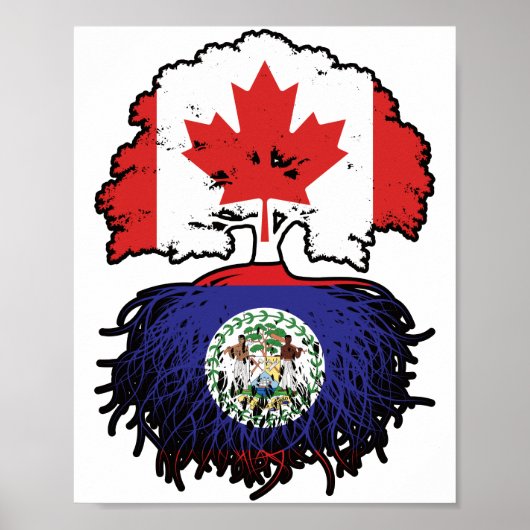 ベリーズベリーズCanadaツリールーツ国旗 ポスター (正面)
