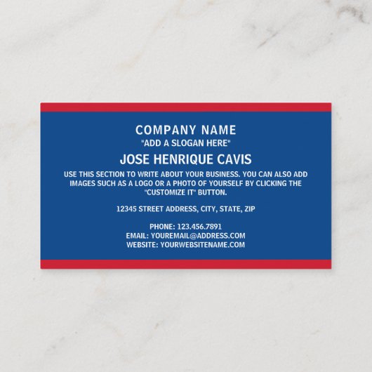 ベリーズ国旗とコート・オブ・アームズ、ベリーズ国旗 名刺 (裏面)