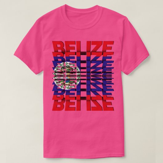 ベリーズ国旗のフリップ文字効果 Tシャツ (デザイン正面)