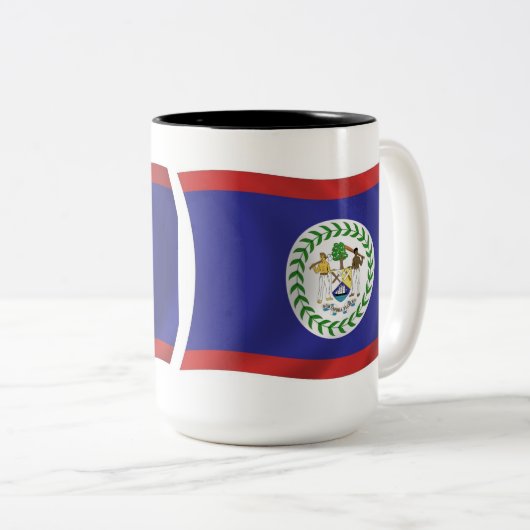 ベリーズ国旗のマグカップ ツートーンマグカップ (正面右)